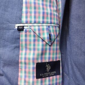 U.S. Polo Assn. Blue Jacket with Pastel Checkered Lining